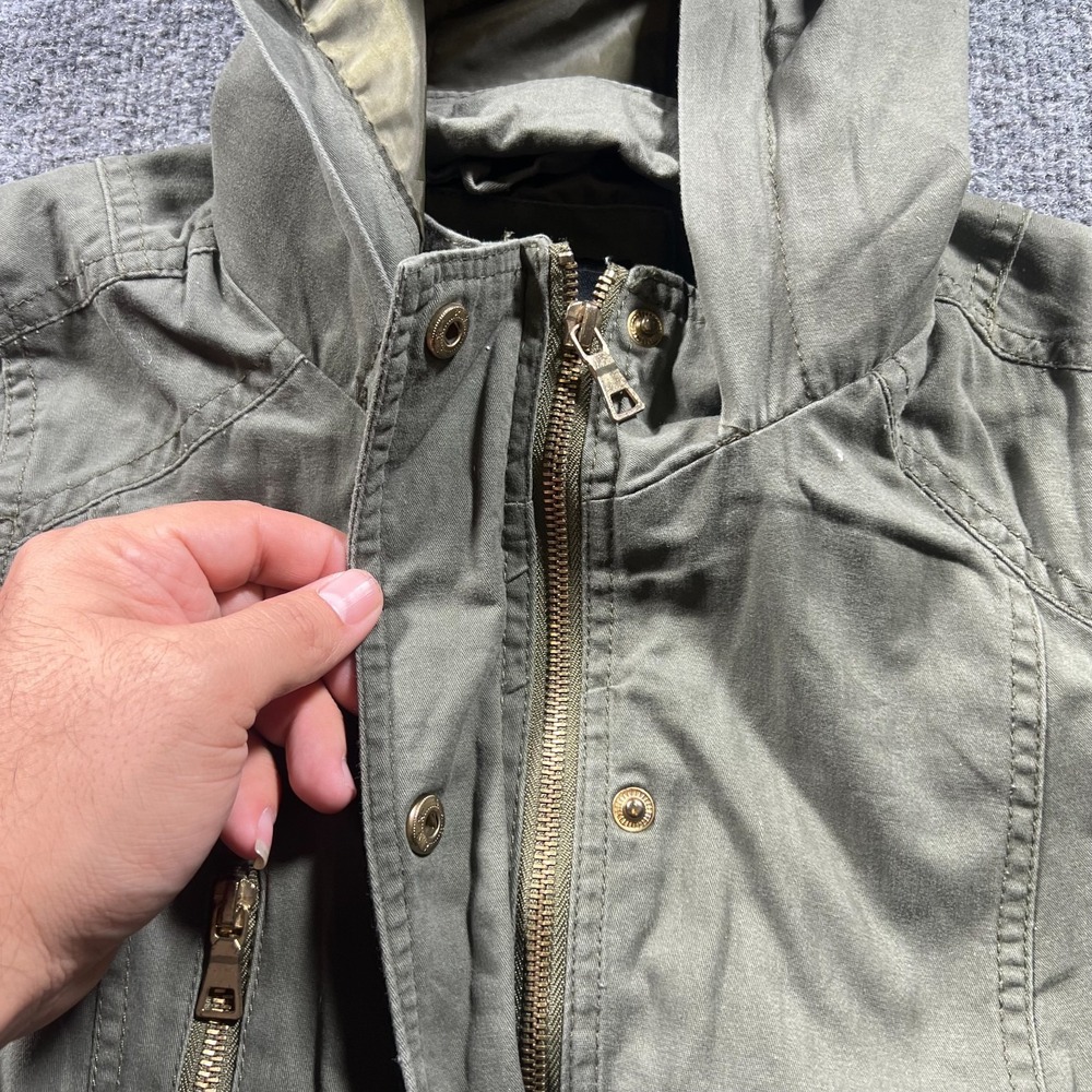 Miss London Black Label Utility Anorak Jacket Womens Small Olive Green Full Zip - Picture 4 of 10